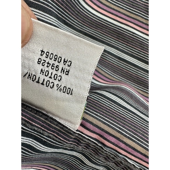 Bugatchi Uomo Mens XL pink/gray Striped Button Up Long Sleeve Flip Cuff Shirt - Picture 8 of 12